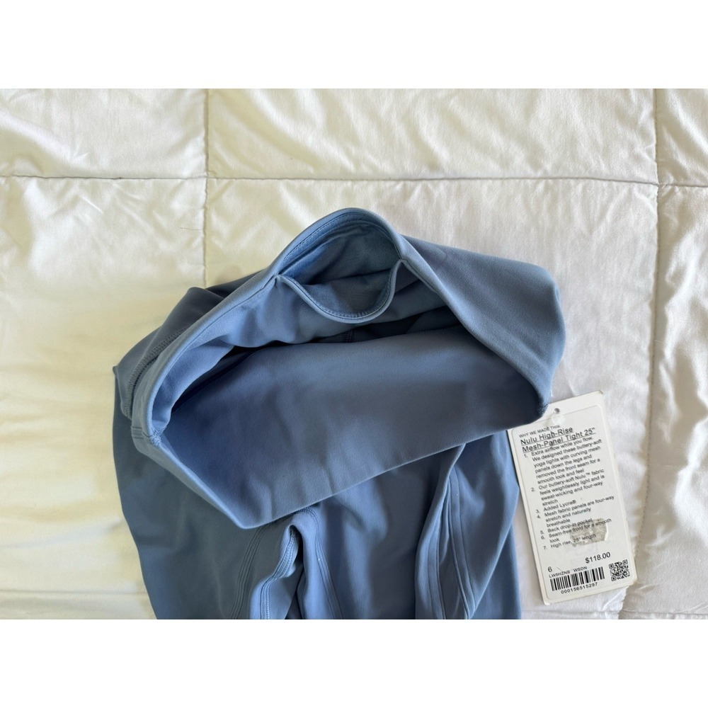 New Lululemon Nulu High-Rise Mesh-Panel Tight 25" Washed Denim Size 6 Blue - Picture 7 of 11